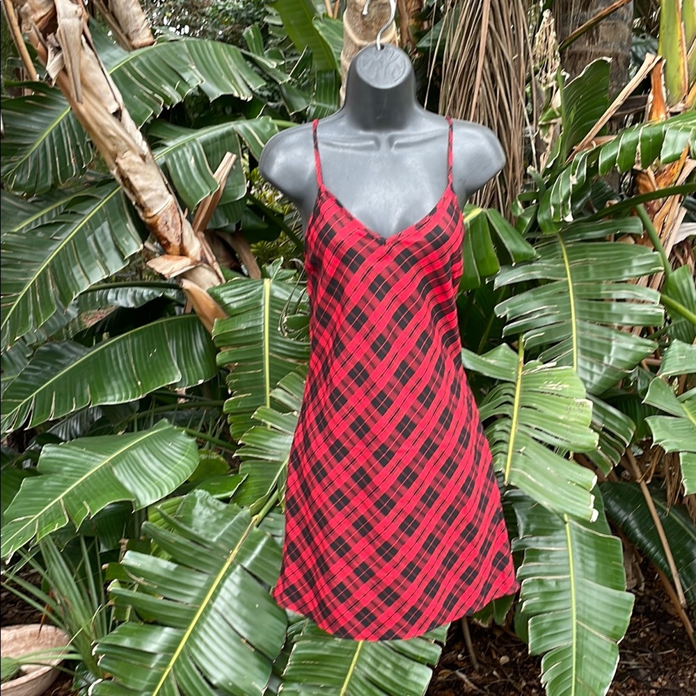 DKNY plaid slip dress
